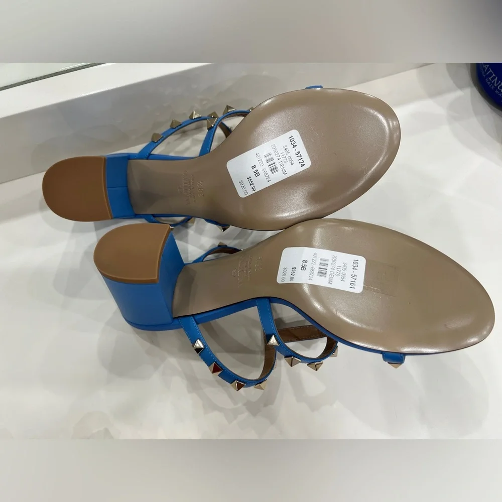 Valentino Blue Strappy Sandals with Studs - Picture 2 of 4